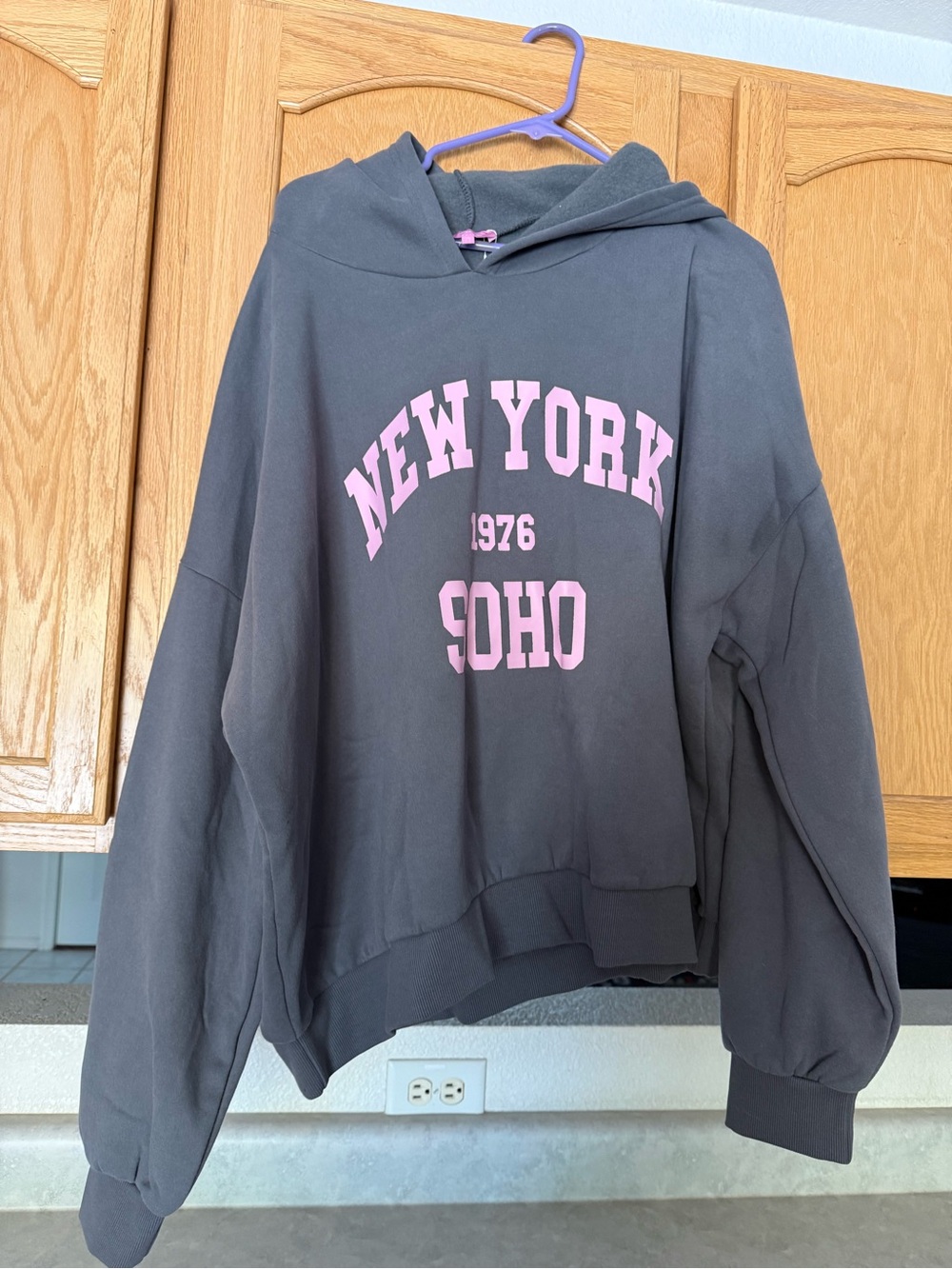 Women’s edikted Gray Hoodie with Pink New York SOHO Graphic